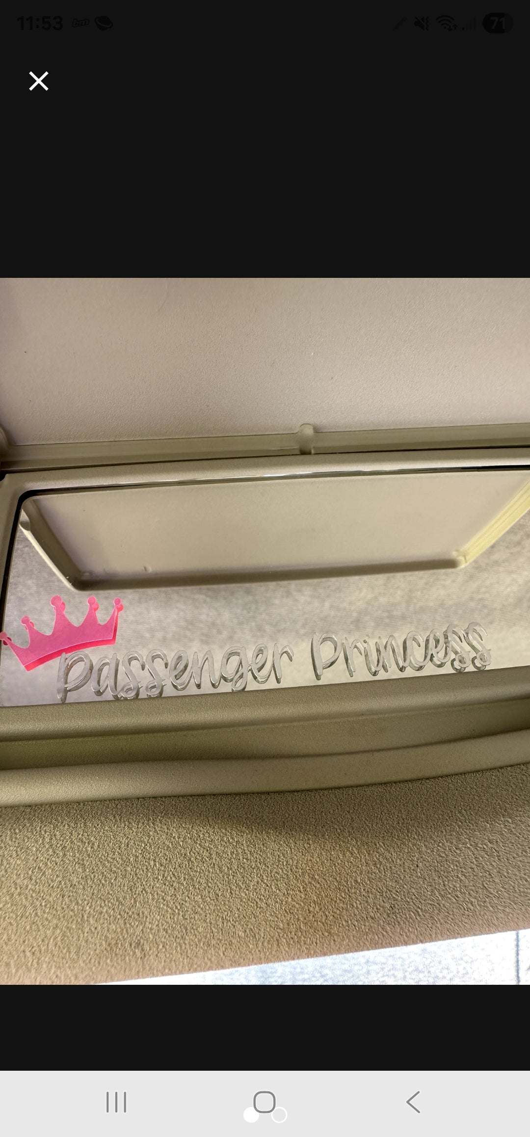 Passenger Princess Interior Mirror Decal