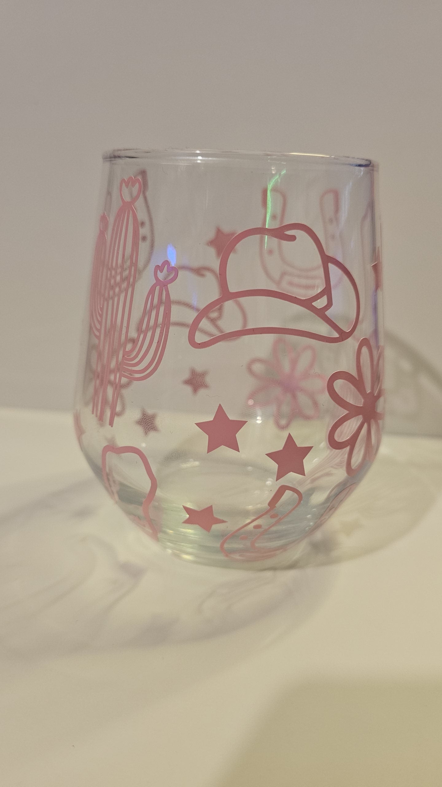 Yeehaw Western Pink Icon Glass